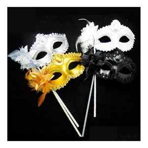 Feestmaskers Venetiaans Maskerade Dansbal Masker Kostuum Oogmasker Op Stok Lelie Bloem Kant Veer Vastgehouden Drop Levering Thuis Tuin F Dh8Kq