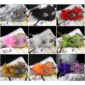 Masques de fête Venise Exquise Dentelle Diamant Cuir Lady Masquerade Princesse Masque avec Fleur Drop Livraison Maison Jardin Festive Supplie Dhygb