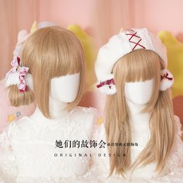 Masques de fête Vintage Red Bow Hairpin Soft Sister Beret Flat Cap Sweet Lolita Girl Fall Winter Warm Daily All- Lovely Painter's Hat