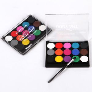 Masques de fête Palette de peinture pour le visage à base d'eau 15 couleurs Kit de peinture corporelle sans danger pour les enfants pour Halloween ou maquillage de Noël