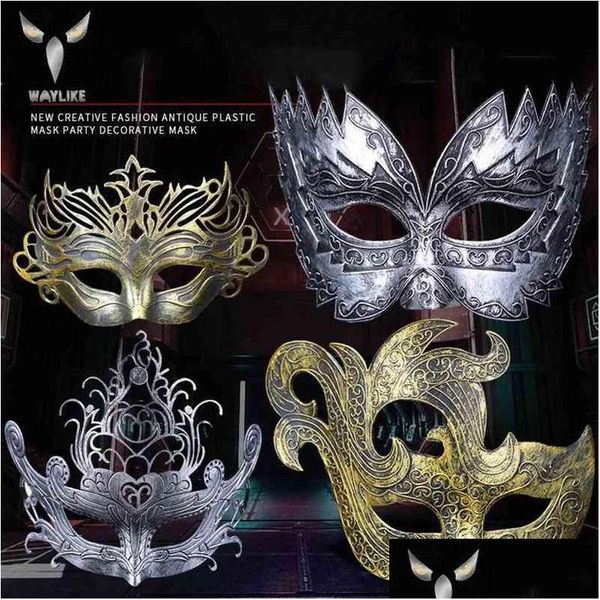 Masques de fête Waylike Halloween Masque Venise Coupe Sculpture Rétro Rome Mascarade Costumes Vénitiens Carnaval Sawtooth Y220805 Drop Deliver DHSbw