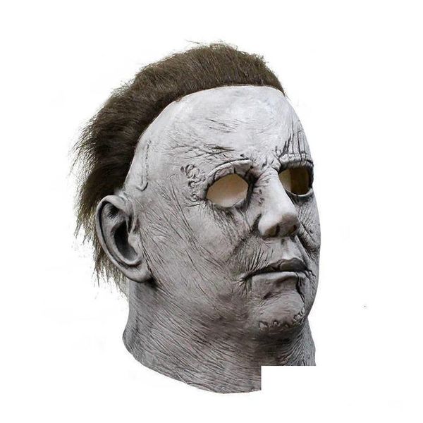 Máscaras de fiesta Waylike Halloween Michael Myers Máscara Truco o trato Estudio Mike Mel White Fl Head Latex X0803 Entrega de gotas Home Garden Dhylo