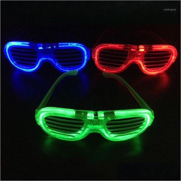 Masques de fête Masque de mariage Lunettes Divertissement Astuces drôles Jouet LED Obturateur clignotant Verre aveugle brillant avec batterie 1371 Drop Deliv Dhkpa