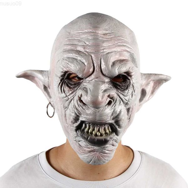 Máscaras de fiesta Máscara de diablo blanco Disfraz de Halloween Accesorios de disfraces Fiesta de disfraces Cosplay Tocado Máscaras de látex de terror L230803