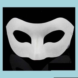 Masques De Fête Blanc Demi Masque Halloween Papier Blanc Zorro Diy Hiphop Peint À La Main Danse De Rue 10 Pcs / Lot Drop Delivery Home Gard Dhdg8