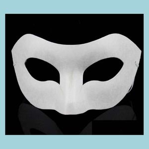 Masques De Fête Blanc Demi Masque Halloween Papier Blanc Zorro Diy Hiphop Peint À La Main Danse De Rue 10 Pcs / Lot Drop Delivery Home Gard Dhecp