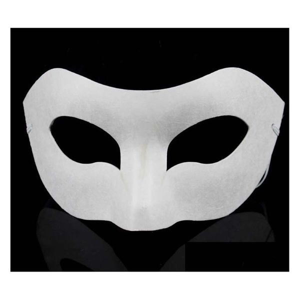 Masques de fête Blanc Demi Masque Halloween Papier Blanc Zorro DIY Hip-Hop Cadeaux de Noël peints à la main 50pcs / lot Drop Livraison Accueil G Dhxhv