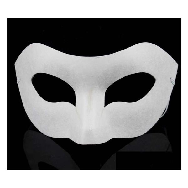 Masques de fête Blanc Demi Masque Halloween Papier Blanc Zorro DIY Hip-Hop Cadeaux de Noël peints à la main 50pcs / lot Drop Livraison Accueil Gar Dhpgu