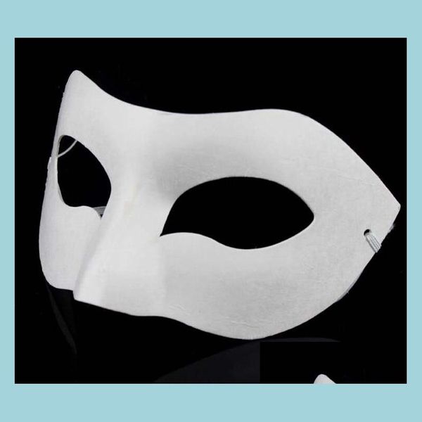 Masques de fête Blanc Demi-Masque Halloween Papier Blanc Zorro DIY Hiphop Peint À La Main Rue Danse 20pcs / Lot Livraison Directe Accueil Gard Dhdip