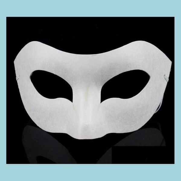 Masques De Fête Blanc Demi Masque Halloween Papier Blanc Zorro Diy Hiphop Peint À La Main Danse De Rue 10 Pcs / Lot Drop Delivery Home Gard Dhecp