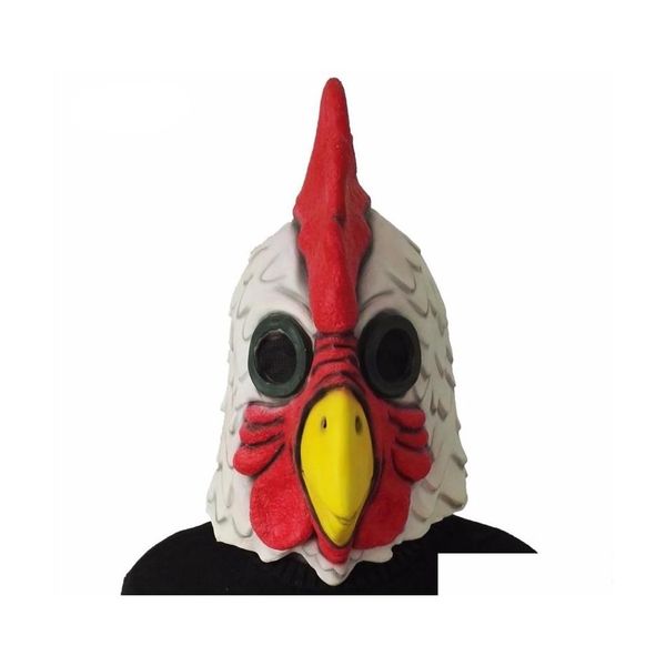 Masques De Fête Blanc Latex Coq Adts Mad Chicken Cockerel Masque Halloween Effrayant Drôle Mascarade Cosplay 220704 Drop Delivery Accueil Ga Dhfze