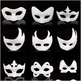 Feestmaskers wit ongeverfd gezicht vlakte/blanco papier pp masker diy dansen kerst Halloween Masquerade