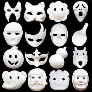 Mascaras de fiesta White Face sin pintar Papel liso/en blanco PP Mask Diy Dancing Christmas Halloween Mascarada con cuerda 0523