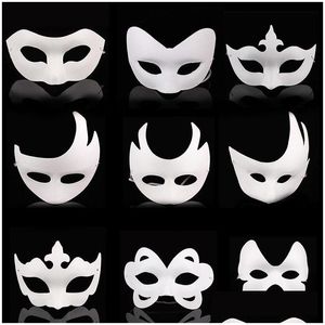 Feestmaskers wit ongeverfd gezicht gewoon/blanco papier pp masker diy dansen kerst Halloween maskerade ZA4617 drop levering home gard dhfel