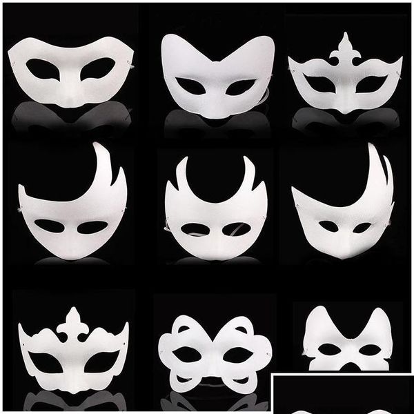 Máscaras de fiesta Cara blanca sin pintar liso/papel en blanco PP Máscara de bricolaje baile de baile de navidad Halloween Mascarada ZA4617 Drop entrega de la entrega Home Gard Dhhuw