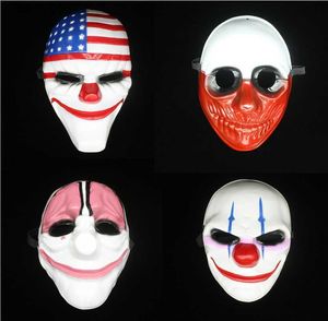 Masques de fête en gros Dallas / Loup / Chaînes / Hoxton Horreur Tronçonneuse Clown Masquerade Masque 4pcs Halloween Cosplay Payday 2 Masque T230905
