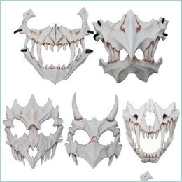 Máscaras de fiesta Venta al por mayor Máscara de tigre feroz Dios dragón Yaksha Terror Maquillaje facial Máscaras de resina Ecológico Suministro de fiesta de Halloween 61Ax Dh76Z