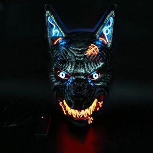 Máscaras de fiesta Máscara de lobo Animal aterrador Máscara con luz LED para hombres Mujeres Festival Cosplay Disfraz de Halloween Fiestas de disfraces Carnaval 230927