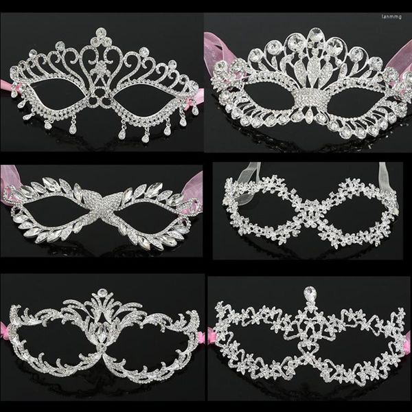 Máscaras de fiesta Mujer Chica Aleación Diamante de imitación Máscara de mascarada veneciana Traje de boda para baile de graduación Espectáculo Cosplay Mardi Gras