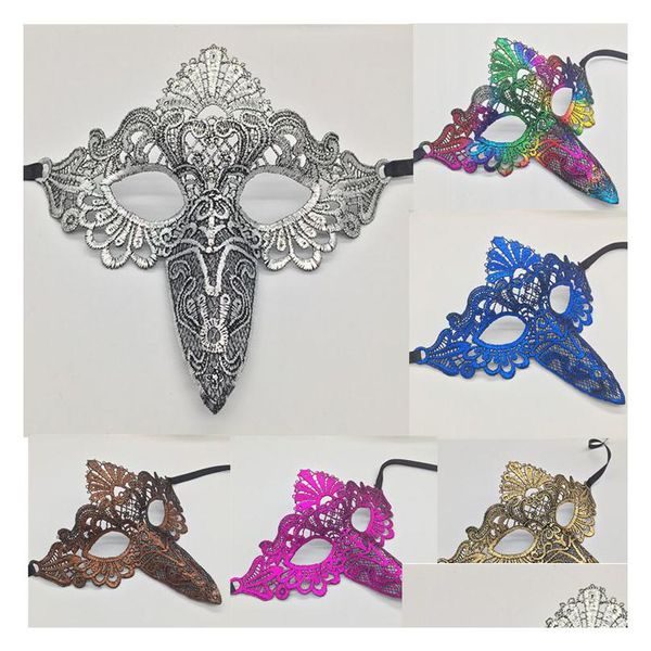 Máscaras de festa Máscara feminina com coroa Flamingo Renda Hallowmas Eye Masquerade Flor Pena Páscoa Dança Feriado Drop Delivery Home Gard Dhkmi