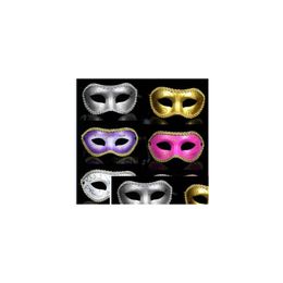 Masques de fête Femmes Hommes Masque Mardi Gras Mascarade Halloween Cosplay Robe Ball Performance Uni Coloré Ding Noël Drop Livraison Hom Dhsbt