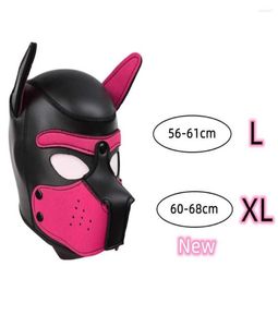 Feestmaskers xl codemerk verhogen groot formaat puppy cosplay padded rubber full head cood masker met oren voor mannen dames honden rol PLA6761912