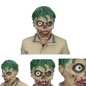 Feestmaskers zombie cosplay latex horror halloween levert groen haar grote ogen bloedende helmkostuum rekwisieten 230818