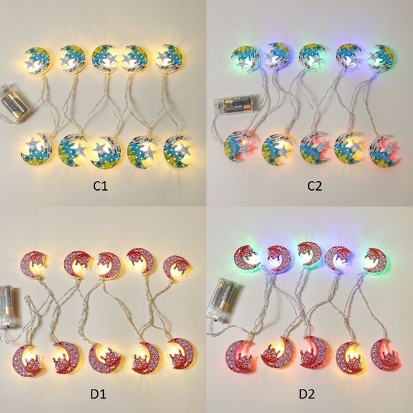 Guirlande lumineuse Led en forme d'étoile et de lune, décoration pour la maison, EID Mubarak, Ramadan Kareem, fournitures de fête pour événements musulmans islamiques