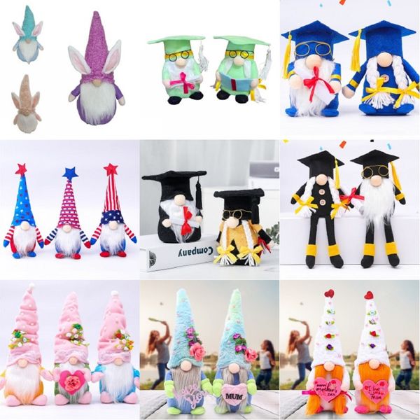 Fête en peluche Gnome Joyeuses Pâques fête des mères Graduation USA patriotique nain poupée maison de vacances décoration de Table GGA4320