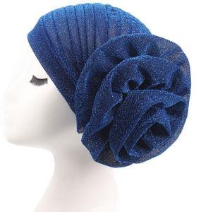 Party Prom Hoed Vrouwen Hoofddoek Tulband cap Indiase Moslim Erwt Hoed Heldere Zijde Grote Bloem Elastische Hoofdband Chemotherapie Cap geschenken