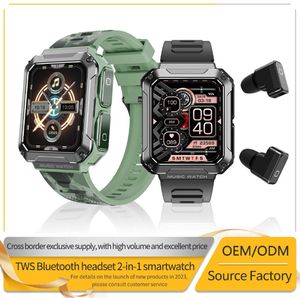 Nuevo T93 Smart Watch 3 en 1 Auriculares TWS 4GB Memoria grande Bluetooth Llame 1.96 Pantalla Auriculares Músicos locales Sports Men Smartwatch