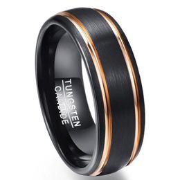 Party Ring Prachtige Rose Gold Side Mannen Ringen Real Tungsten Carbide Wedding Bands Anillos para hombres Mannelijke Ring270B