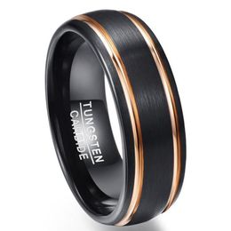 Bague de fête exquise or Rose côté hommes anneaux véritable carbure de tungstène bandes de mariage Anillos para hombres mâle Ring3010