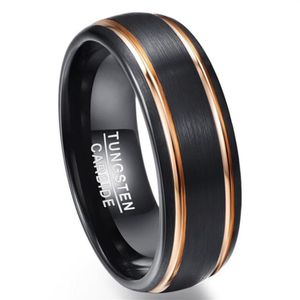 Bague de fête exquise or Rose côté hommes anneaux véritable carbure de tungstène bandes de mariage Anillos para hombres mâle Ring251t