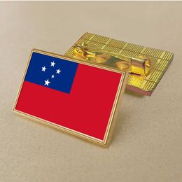 Party Samoa Flag Pin 2.5*1,5 cm Zink Gestoten PVC Kleur gecoate gouden rechthoekige medaillonbadge zonder toegevoegde hars