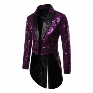 Party Sequin Sequin Glitter Jacket pour hommes col montant discothèque costume de bal manteau brillant embelli scène smoking vêtements patch 64jX #