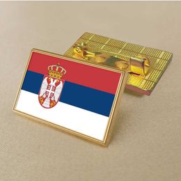 Party Servische vlagpen Pin 2.5*1,5 cm zinklegering gegoten PVC kleur gecoate goud rechthoekige medaillon badge zonder toegevoegde hars