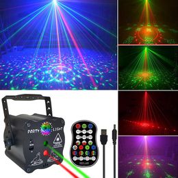 Party Stage Laser Lighting USB Lading Strobe DJ Disco Light Sound Activated Remote Control Projector Lamp voor Home Birthday Bar RA204J