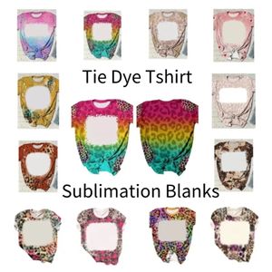 Party Sublimatie Blanco Tie Dye T-shirts T-shirt T-shirt Thermische overdracht Spaties Kleding met korte mouwen voor doe-het-zelf aangepaste printlogo FS9550 0302