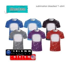 Chemises de sublimation de fête Coton Feel Thermal Transfert Blank Bleach Shirt Bleached Polyester T-shirts L01 0430