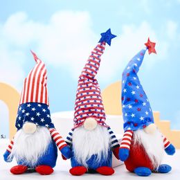 Feestaanbieding Onafhankelijkheidsdag Patriottische Gnome Figuren Pluche Doll 4e van Juli Memorial Day Decoratie Home Indoor Ornament BBA13122