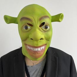 Fourniture de fête 1 pc Shrek Mask Deluxe Green Lifekey Latex Head Full Fund Funny Adults Costume Cosplay pour Halloween