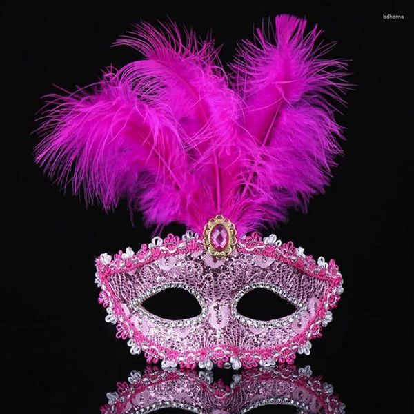 Fournions de fête 1 pcs masque danse princesse peinte femmes mascarade fille plume œil pour ballon