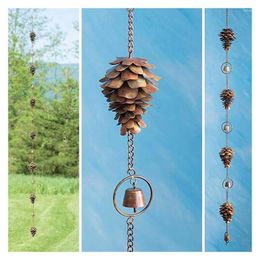 Suministros para fiestas, 1 Uds., cadena de lluvia en forma de cono de pino de Metal, campanas de hierro colgantes decorativas