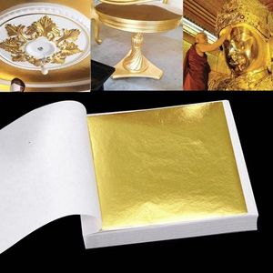 Party fournit 100 feuilles Imitation d'or et d'aluminium argenté feuille de bricolage en or décoration de résine d'anniversaire de papier d'artisanat en or