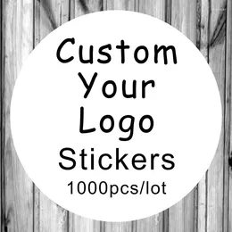 Party Supplies 1000 stcs Aangepaste stickers/bruiloftstickers Gedrukt Logo Transparant Clear Kraft Lijm Ronde Label Gift Tags Decoraties