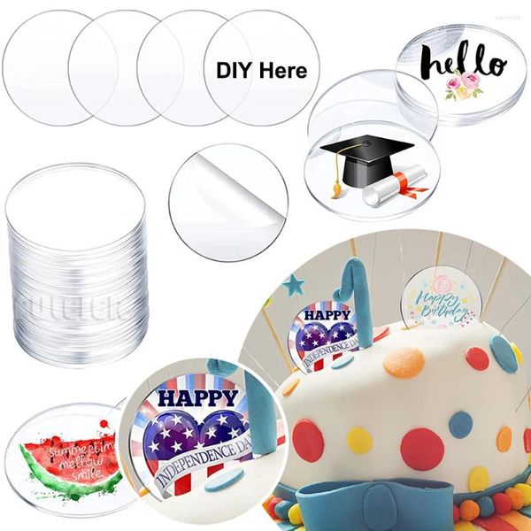 Party Supplies 100pcs 5cm Round Acrylique Disc Cake Toppers Decoration Tobe d'outil Circle Blanks Panneau de panne