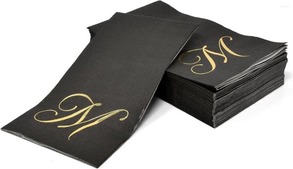 Fourniture de fête 100 pcs sur mesure en papier d'estampage noir sur mesure de serviettes en papier biodégradables jetables Décoration de banquet de cuisine