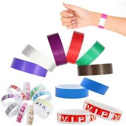 Party Fournitures 100pcs Bracelet en papier jetable Bracelet synthétique Plastic Sticky Print Print Pattern Logo Carte Broupeaux