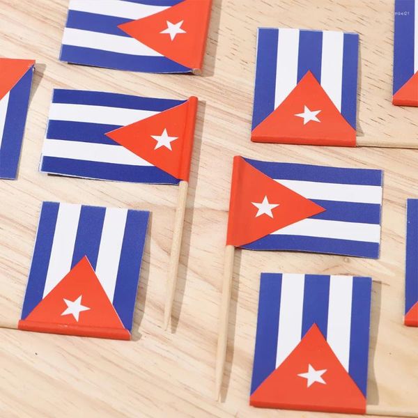 Fourniture de fête 100pcs / Set Cuban Flags Cake Topper Paper Cuba Flag Flag Cupcake Toppers Baking Decor Dector Cocktail Adorment